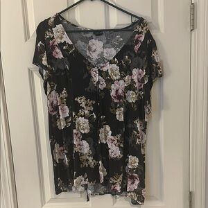 Floral Black and Pink Women's Top